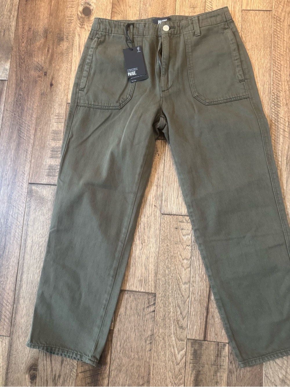 PAIGE Women’s Olive Green Cropped Utility Jeans
